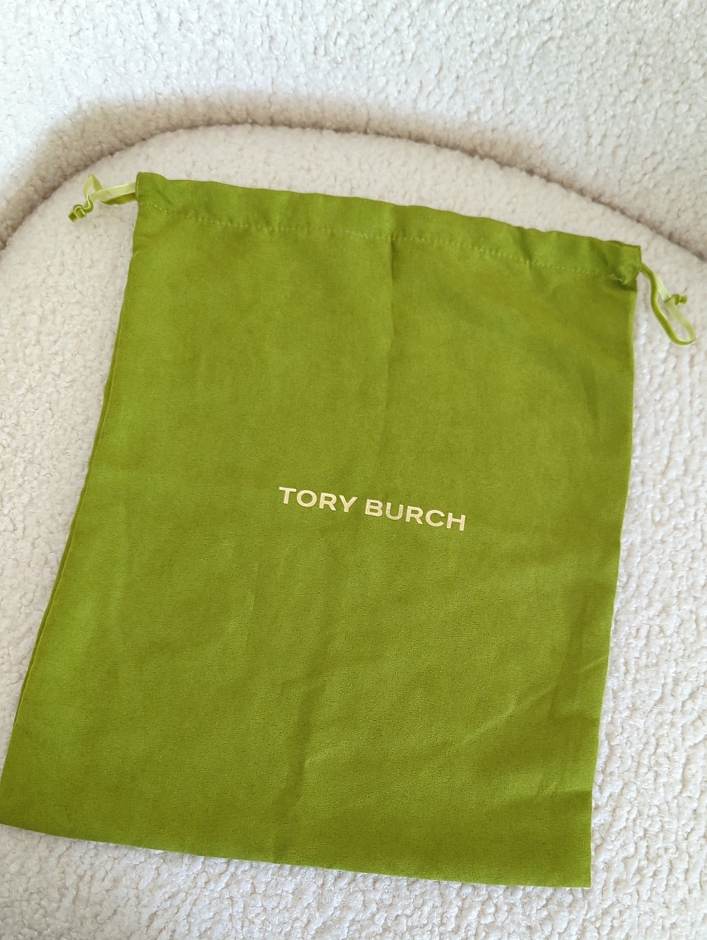 Tory Burch Bright Green Drawstring Dust Pouch